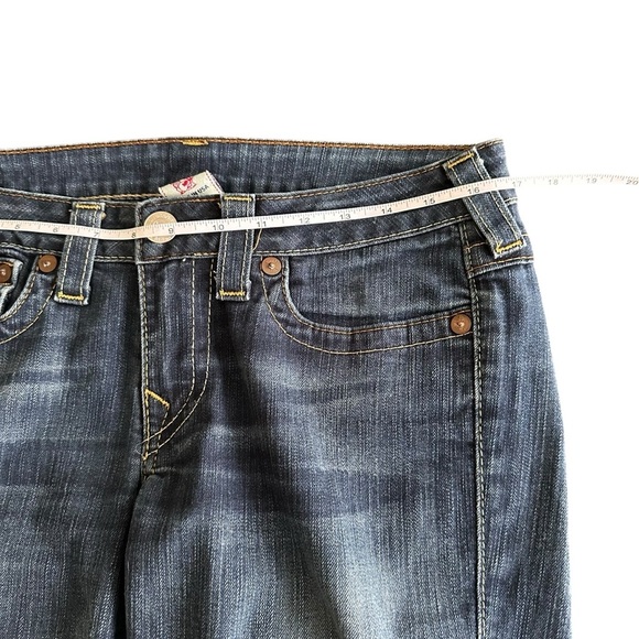 True Religion Boot Cut Denim Blue Jeans Dark Wash Natural Fading Y2K Womens 30 - Picture 14 of 15